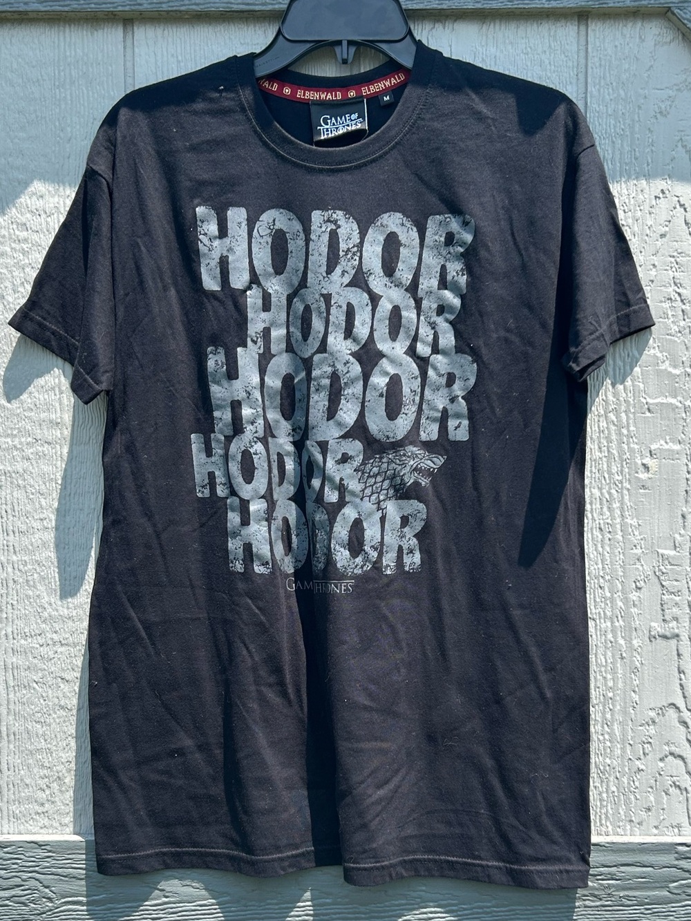Game of Thrones Hodor T-Shirt Black Distressed Graphic Size Medium